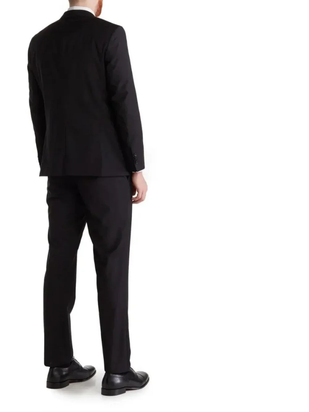 Hugo Boss Huge Genius Black Solid Two-Button Notch Lapel Wool Suit Size 36-R